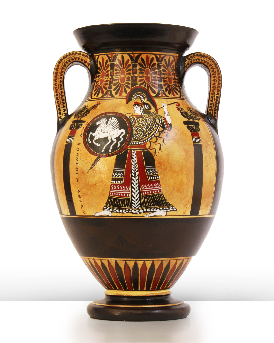 Antike griechische schwarzfigurige Bauchamphore mit Athena und Herakles