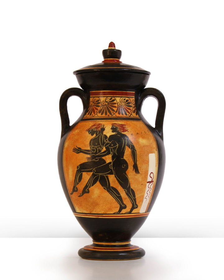 Antike griechische schwarzfigurige Bauchamphore mit Ajax und Achilles