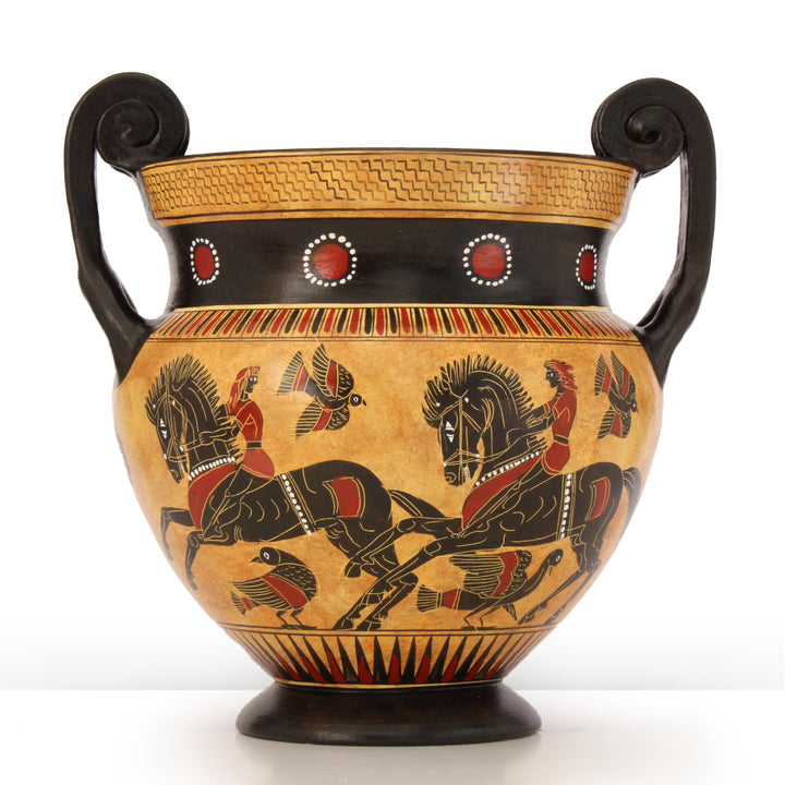 Antiker griechischer schwarzfiguriger chalkidischer Krater mit Achilles und Hektor