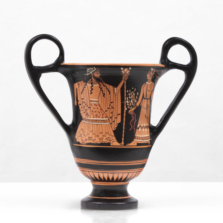 Antike griechische rotfigurige Kantharos Vase mit Nike und Zeus