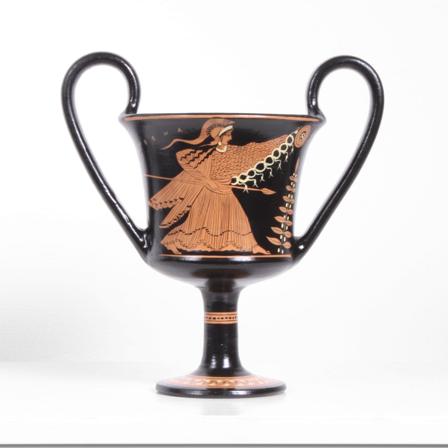 Antike griechische rotfigurige Kantharos Vase mit Demeter und Athena
