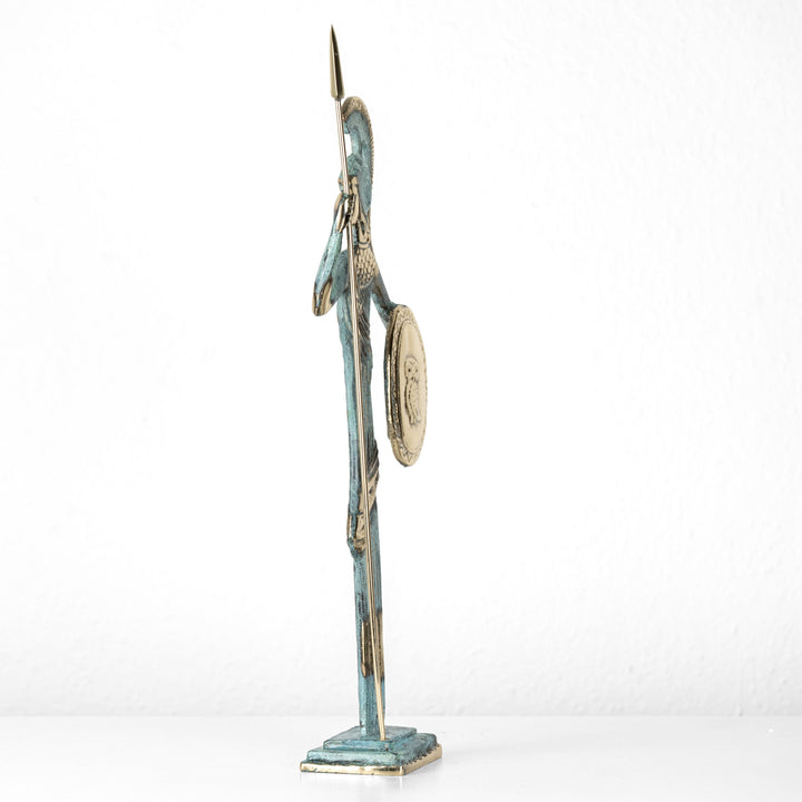 Athene – mit Speer und Schild (Messing Skulptur)