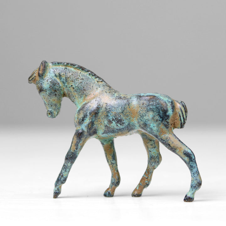 Fohlen Statue (Grüne Bronze) – Junges Pferd