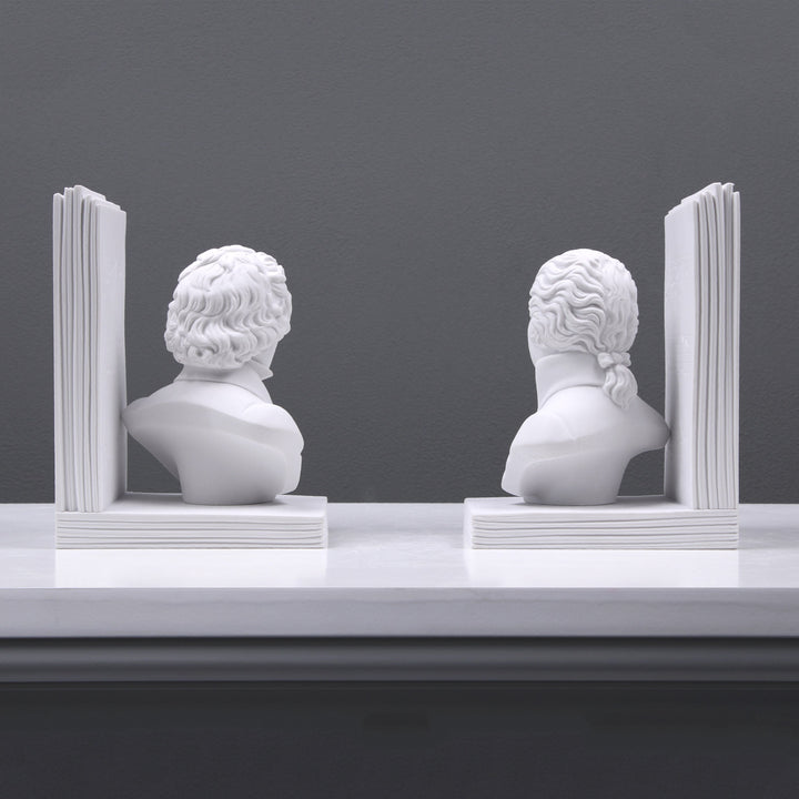 Beethoven und Mozart Büste Buchstütze im Paar