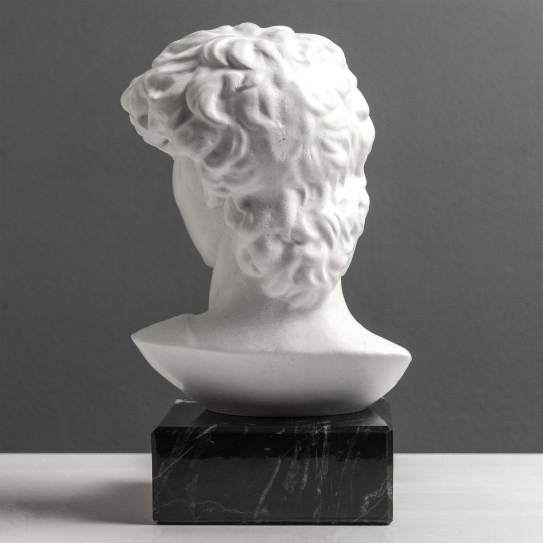 David Büste von Michelangelo mit schwarzem Marmorsockel (Klein)