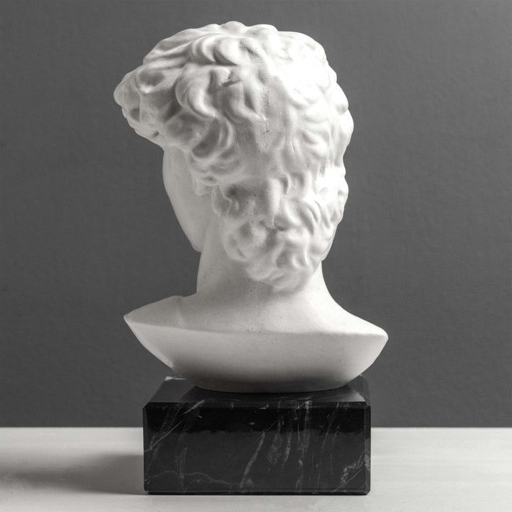 David Büste von Michelangelo mit schwarzem Marmorsockel (Klein)