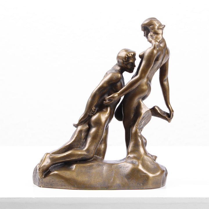 Ewiges Idol Statue (Liebespaar von Rodin) – Bronzierte Skulptur aus Kunstharz