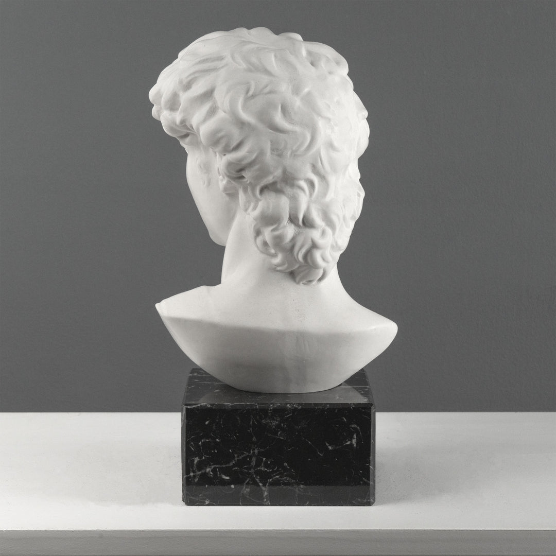 David Büste von Michelangelo mit schwarzem Marmorsockel (Groß)