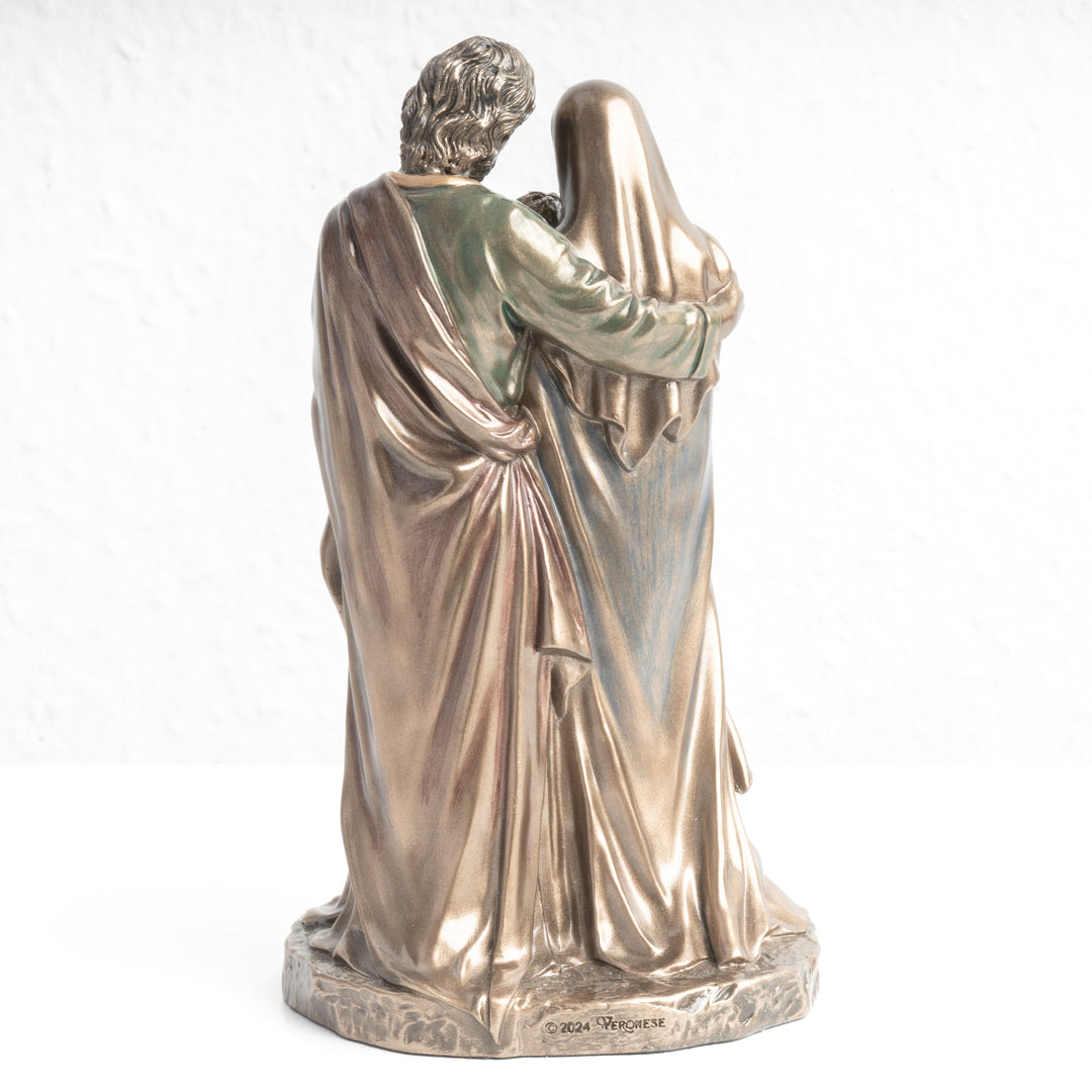 Heilige Familie Statue – Beschützer christlicher Familien (Bronzierte Skulptur aus Kunstharz)