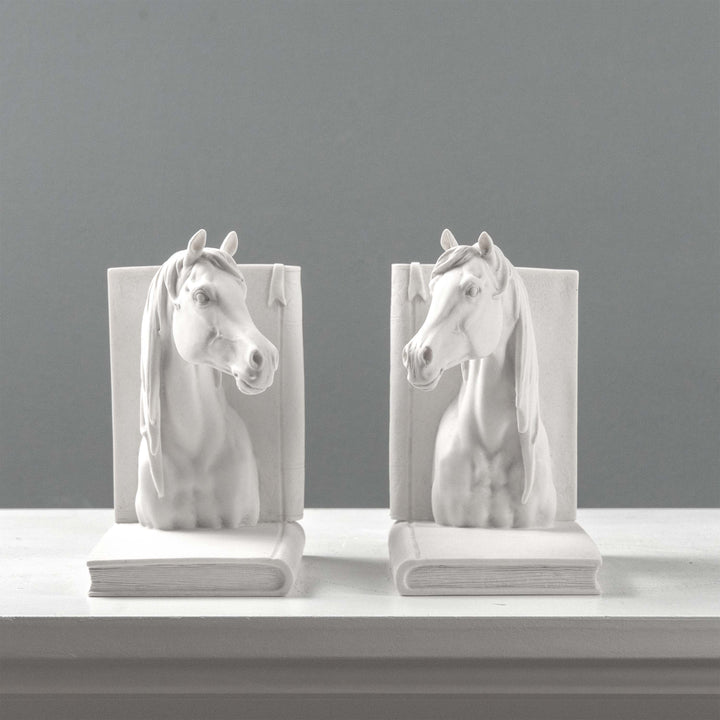Pferdekopf-Buchstützen – Paar equestre Büsten