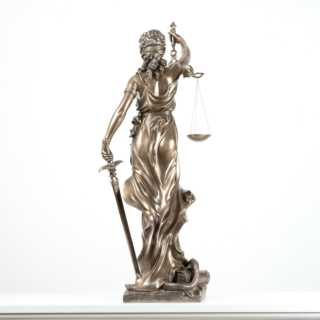 Justitia Statue (Groß, Bronzierte Skulptur aus Kunstharz)