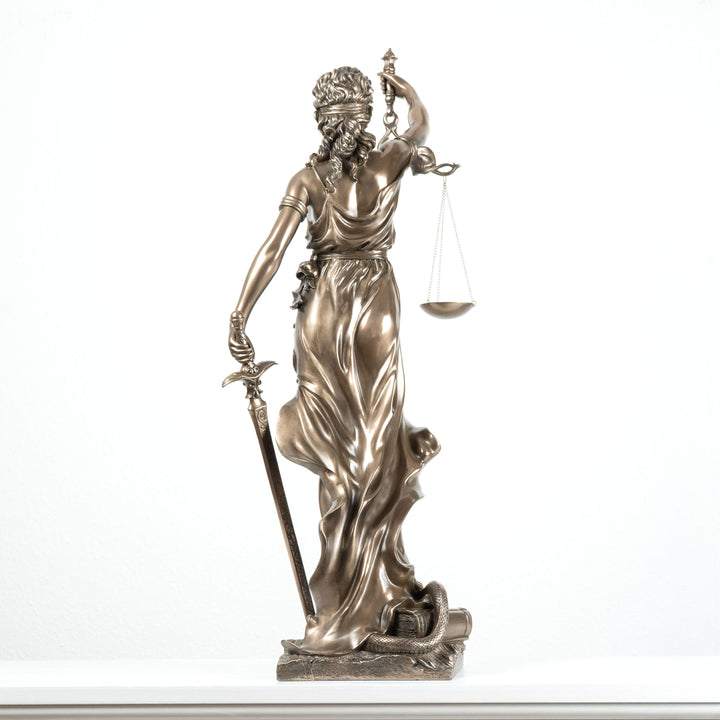 Justitia Statue (Groß, Bronzierte Skulptur aus Kunstharz)