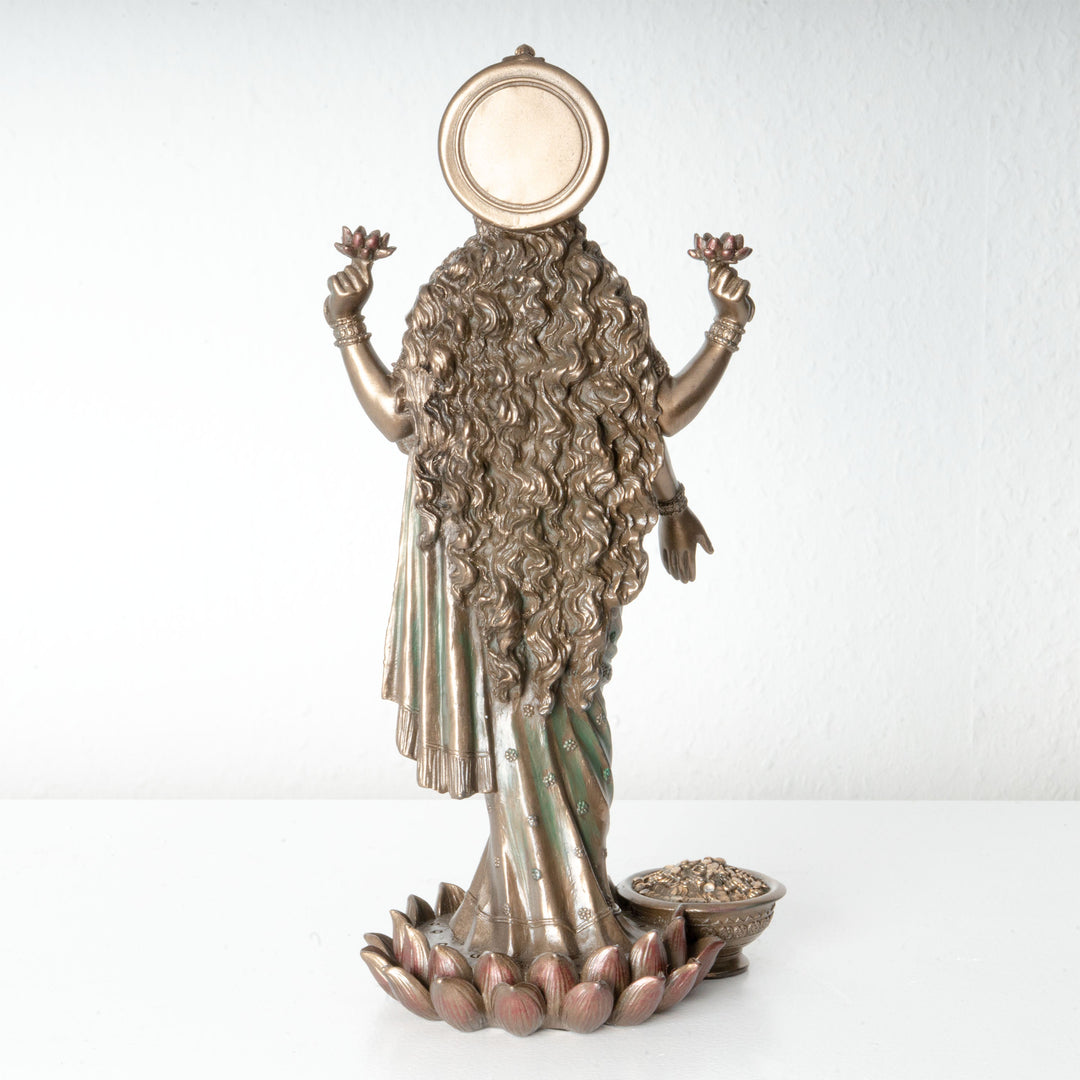 Lakshmi Gottin Statue – Symbol des Wohlstands (Bronzierte Kunstharzskulptur)