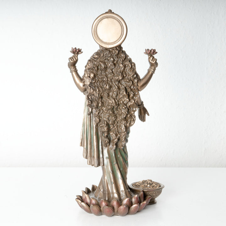 Lakshmi Gottin Statue – Symbol des Wohlstands (Bronzierte Kunstharzskulptur)