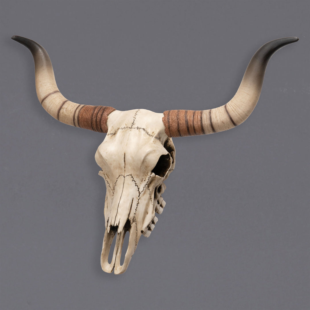 Longhorn-Rinderschädel Wandskulptur (Kunstharz-Statue)