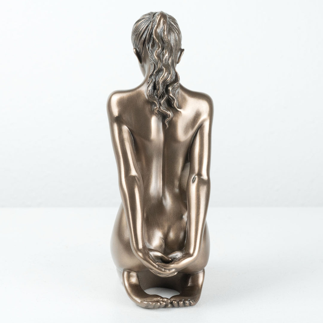 Nackte Frau Statue Unterwuerfig Kniend (Erotische Kaltguss-Bronze Skulptur)