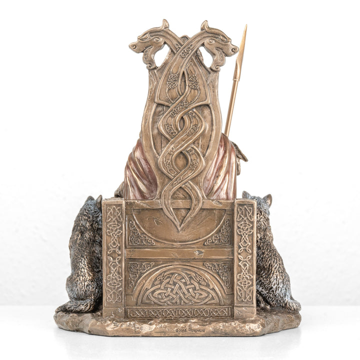 Odin auf seinem Thron Statue — Allvater der nordischen Götter (Kaltgussbronze-Skulptur)