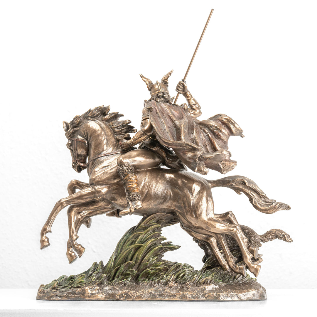 Odin auf Sleipnir Statue — Allvater der nordischen Götter (Kaltgussbronze-Skulptur)