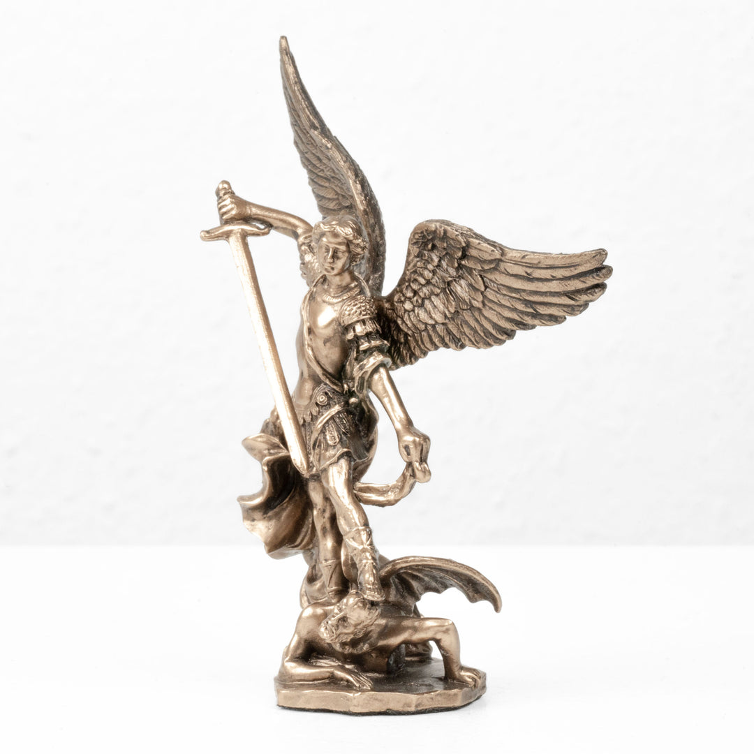 Heiliger-Michael-Erzengel-Figur (kleine Statue aus Kaltgussbronze)