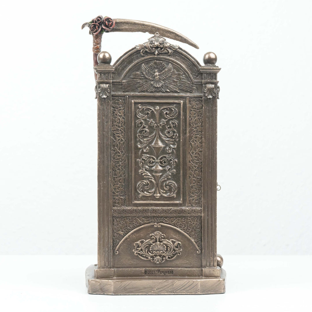 Santa Muerte Statue mit Sense und Waage (Kaltguss-Bronze Skulptur)
