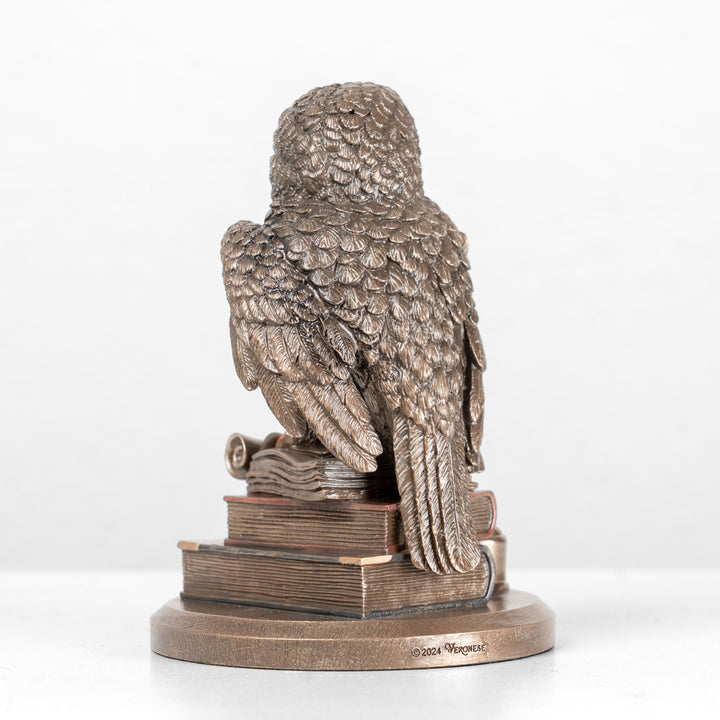 Gelehrte Eule auf Büchern (Kaltgussbronze-Skulptur)