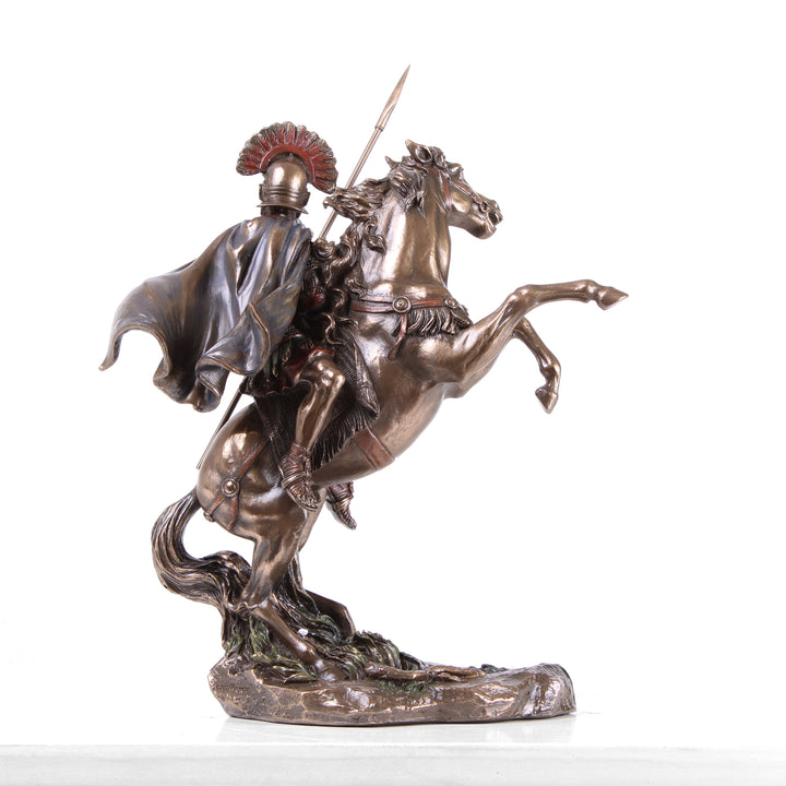 Alexander der Große Reiterstatue (Bronzierte Skulptur aus Kunstharz)