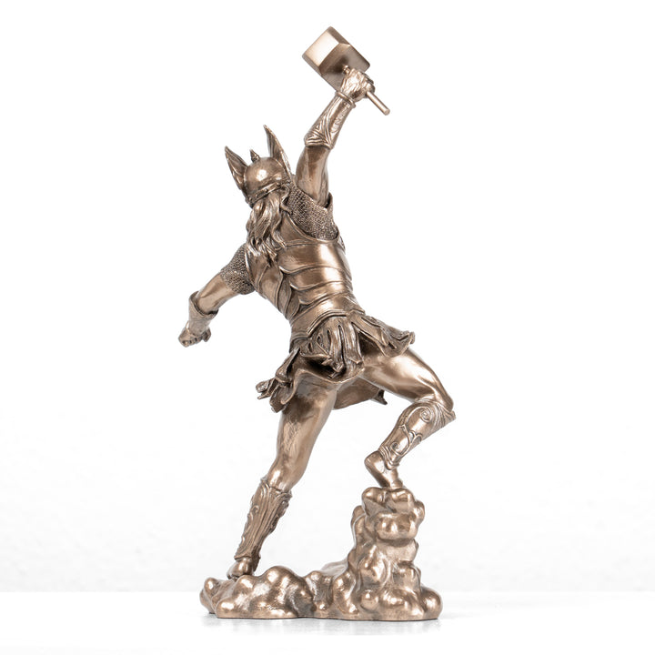 Thor Statue — Nordischer Donnergott mit Mjölnir (Kaltgussbronze-Skulptur)
