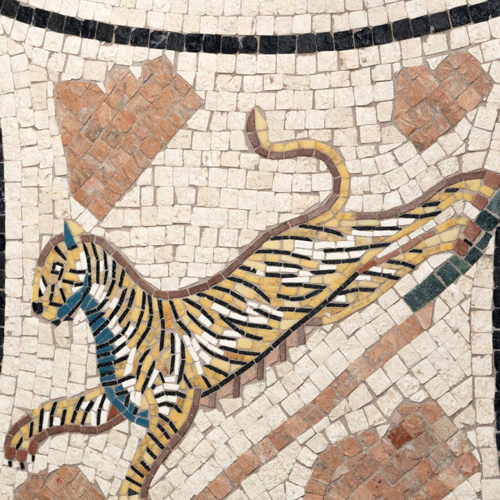 Tiger Marmor-Mosaik (Fragment)