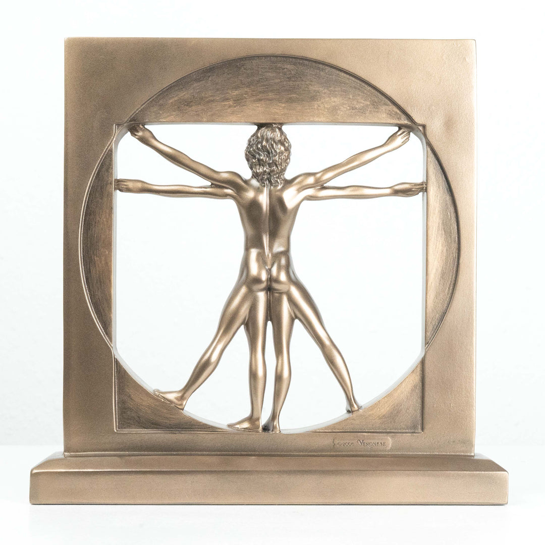 Vitruvianischer Mensch von Da Vinci (Bronzierte Skulptur aus Kunstharz)