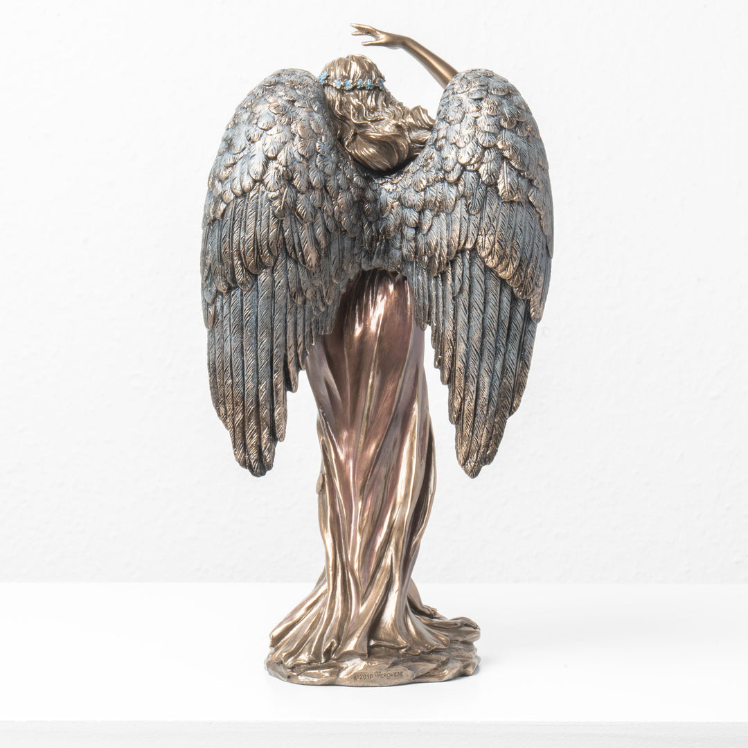 Geflügelte Fortuna Skulptur mit Füllhorn des Reichtums (Kaltguss-Bronze)