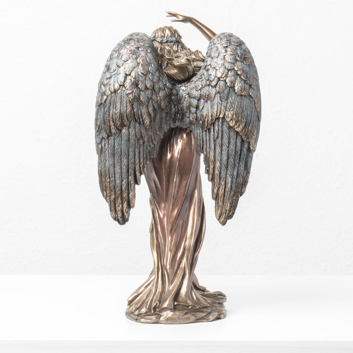 Geflügelte Fortuna Skulptur mit Füllhorn des Reichtums (Kaltguss-Bronze)