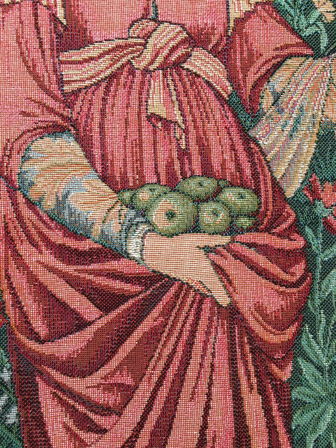 Grüner Gobelin Wandteppich – Pomona, Göttin des Überflusses (Jacquard gewebt)