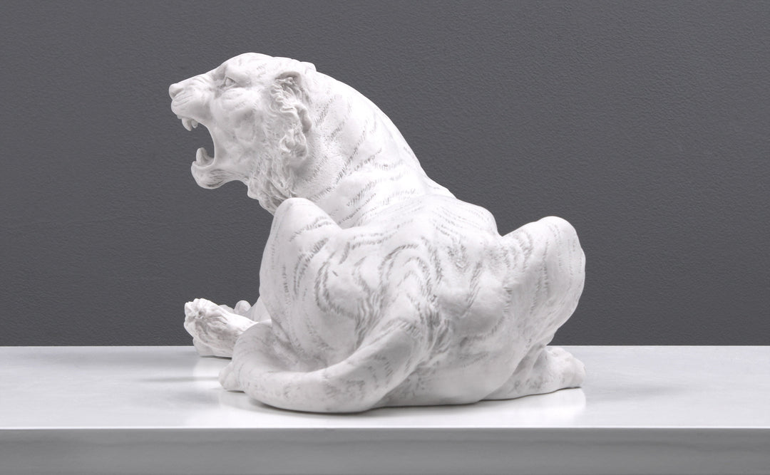 Tiger liegend und brüllend Statue (Klein)