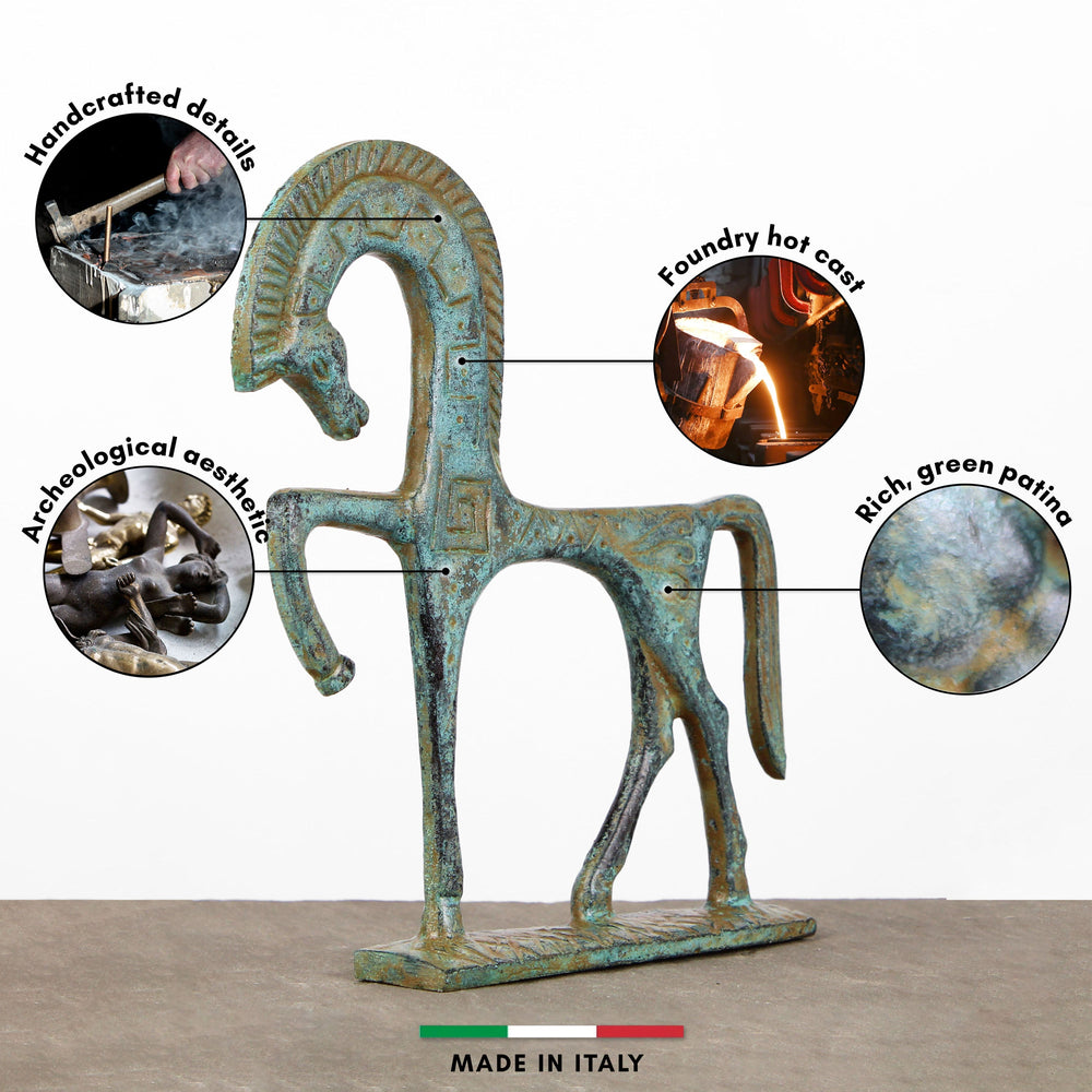 Griechisches Pferd Statue (Grün-Bronze, Klein)