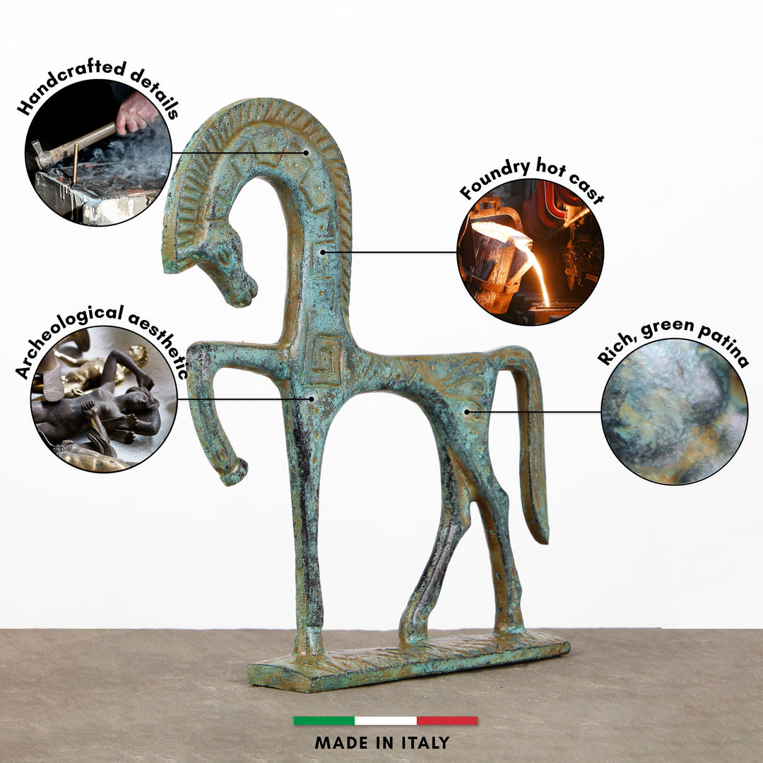 Griechisches Pferd Statue (Grün-Bronze, Klein)