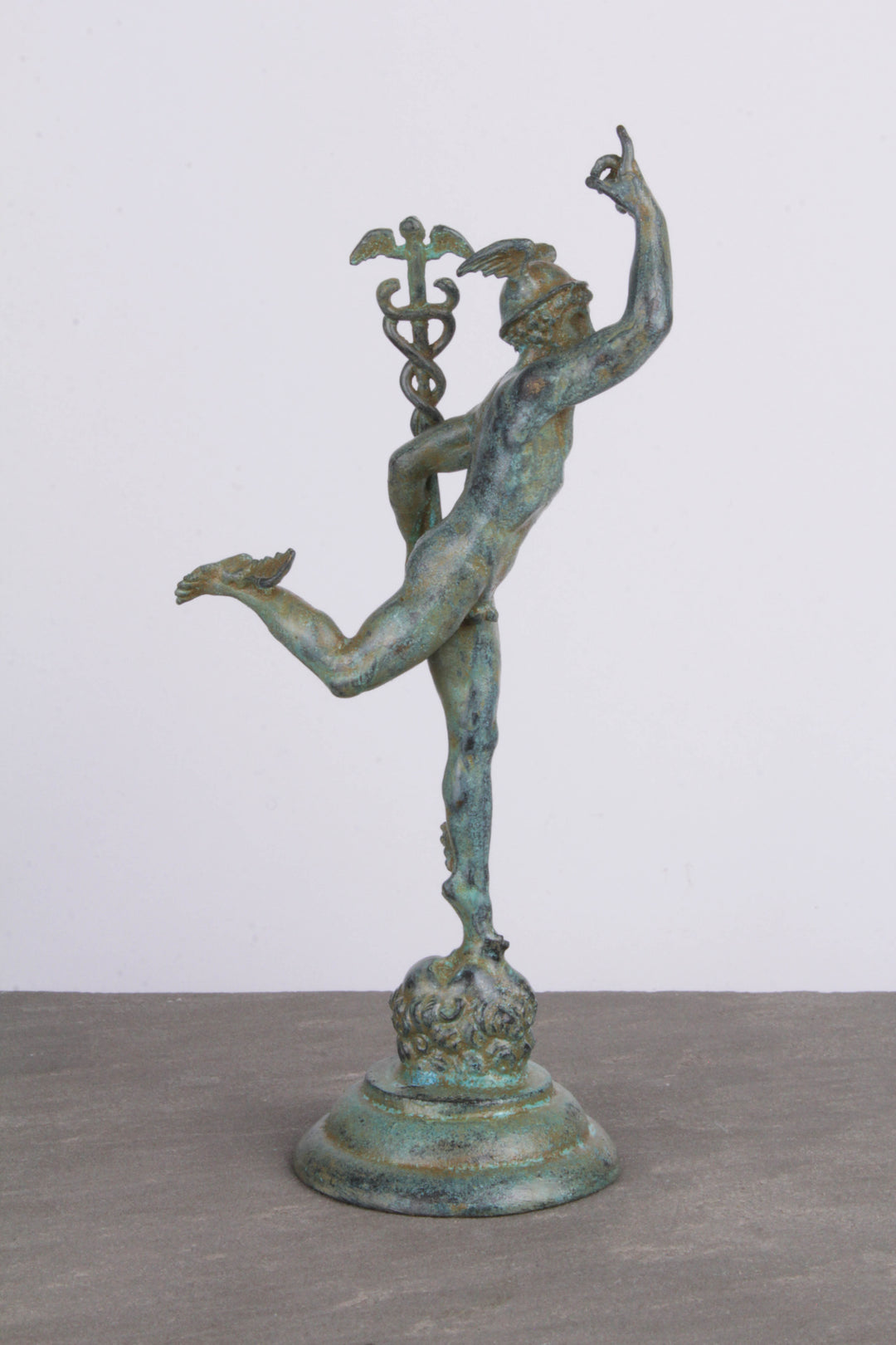 Giambologna Merkur Figur (Grüne Bronze)