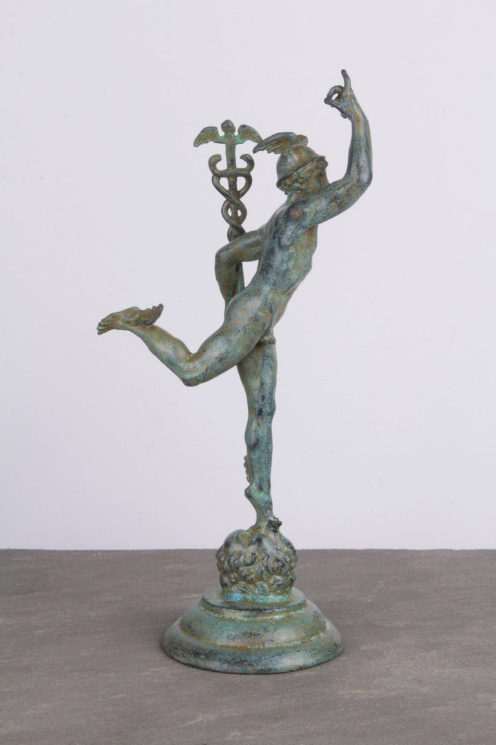 Giambologna Merkur Figur (Grüne Bronze)