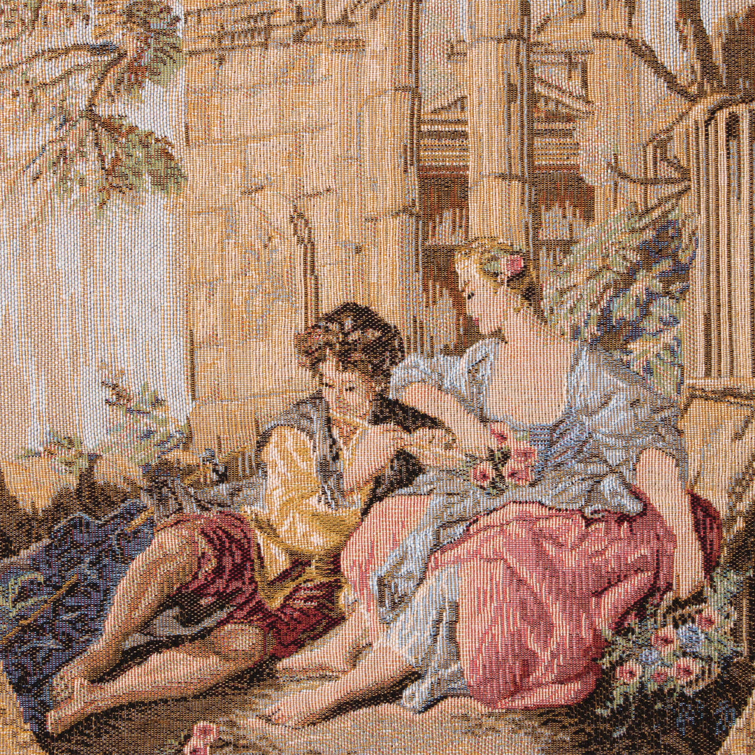 Sérénade – Gobelin Wandteppich (Jacquard gewebt) – Cremefarbener Hintergrund – Klein