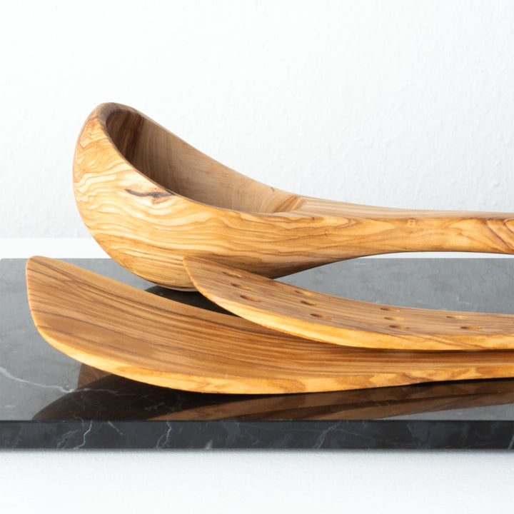Handgefertigtes Olivenholz-Küchenutensilien-Set (3-teilig)