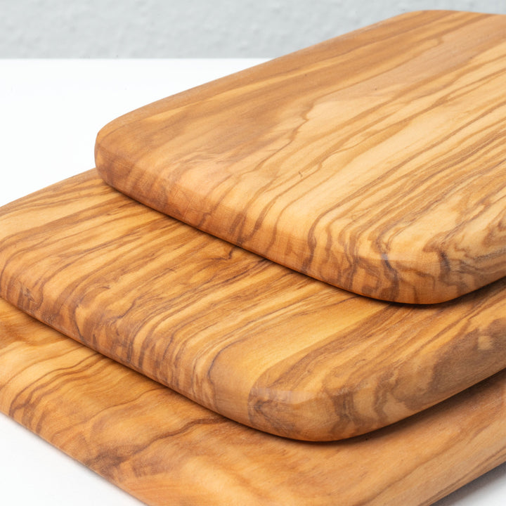 Handgefertigtes Olivenholz-Schneidebrett-Set – Geschenkset (3-teilig)