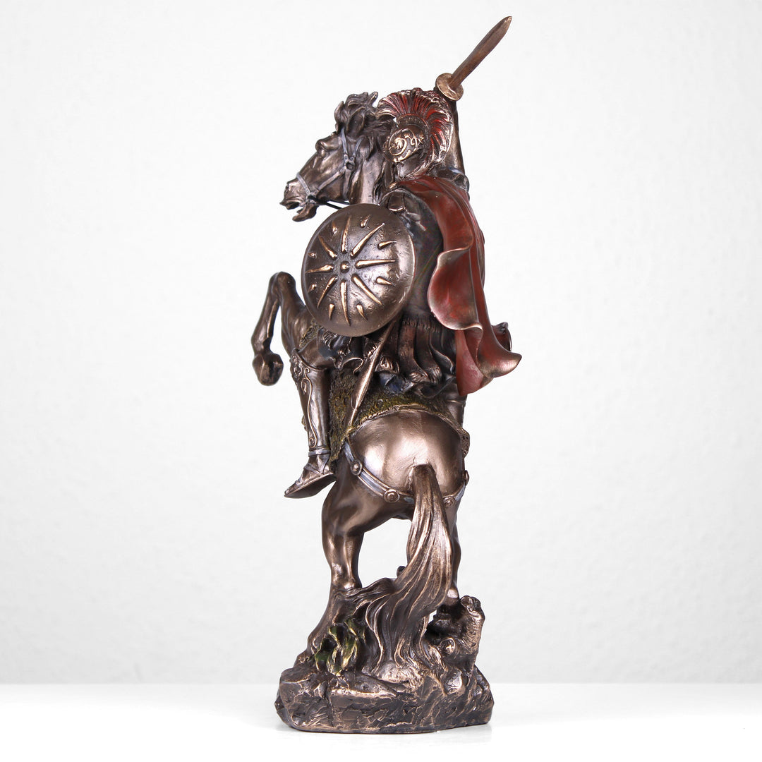 Alexander der Große auf Pferd (Bronzierte Skulptur aus Kunstharz)