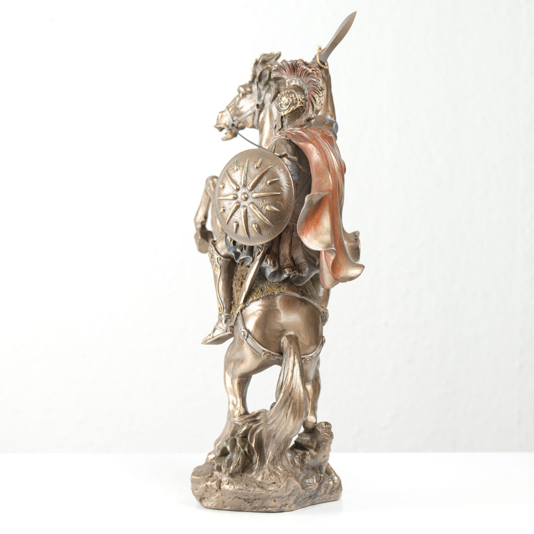 Alexander der Große auf Pferd (Bronzierte Skulptur aus Kunstharz)