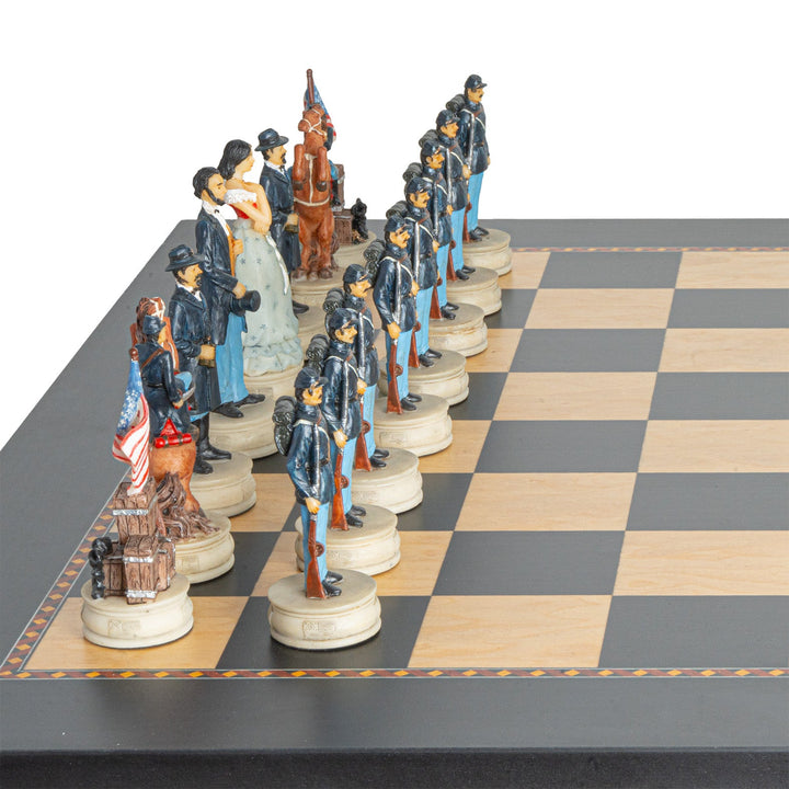 Schachfiguren-Set zum Thema Amerikanischer Bürgerkrieg