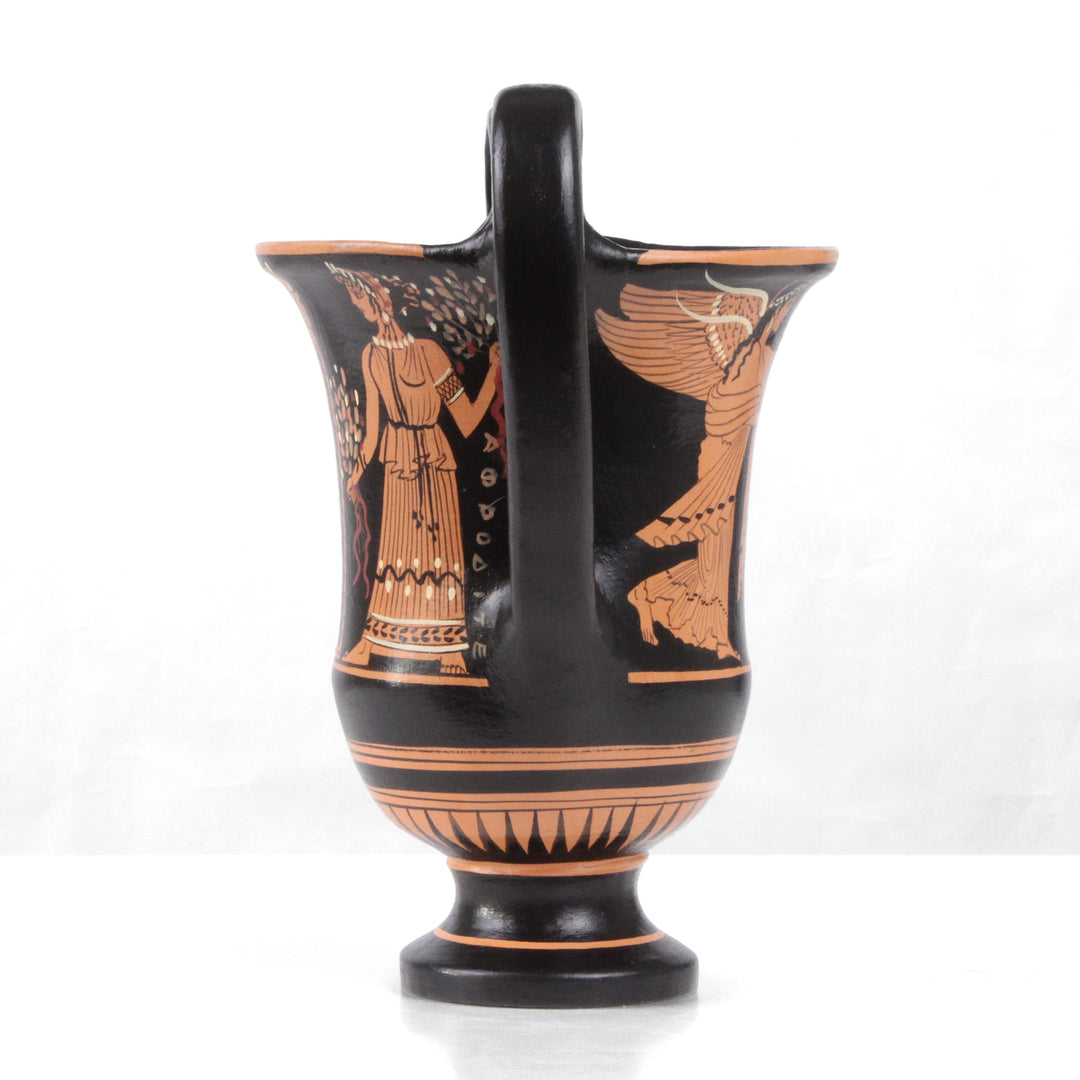 Antike griechische rotfigurige Kantharos Vase mit Nike und Zeus