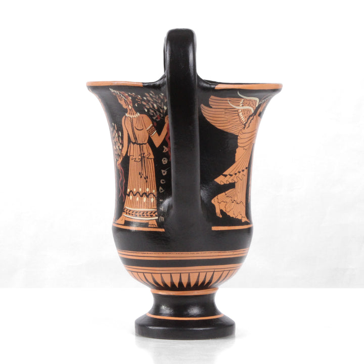 Antike griechische rotfigurige Kantharos Vase mit Nike und Zeus