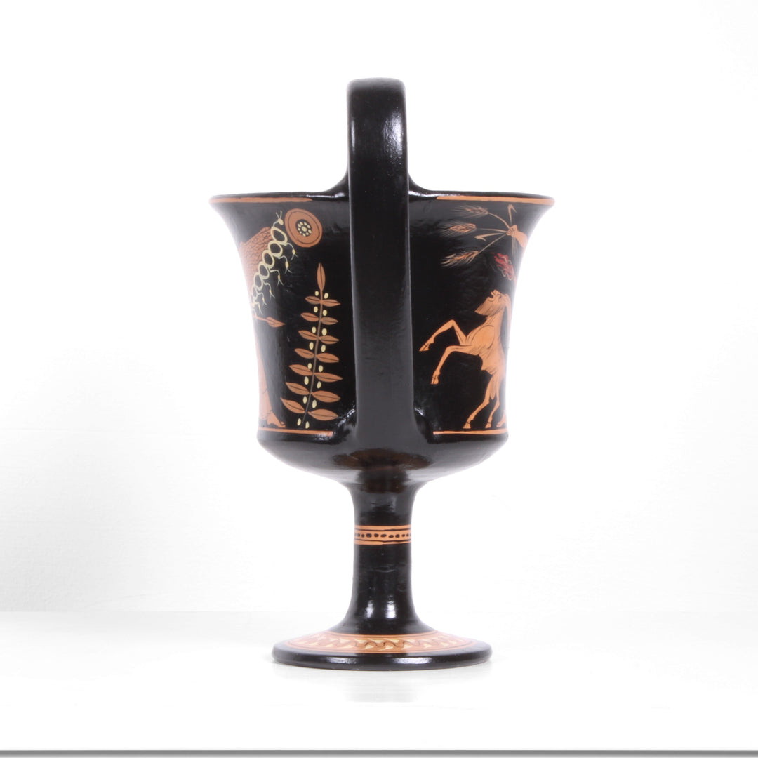 Antike griechische rotfigurige Kantharos Vase mit Demeter und Athena