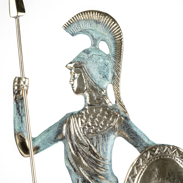 Athene – mit Speer und Schild (Messing Skulptur)