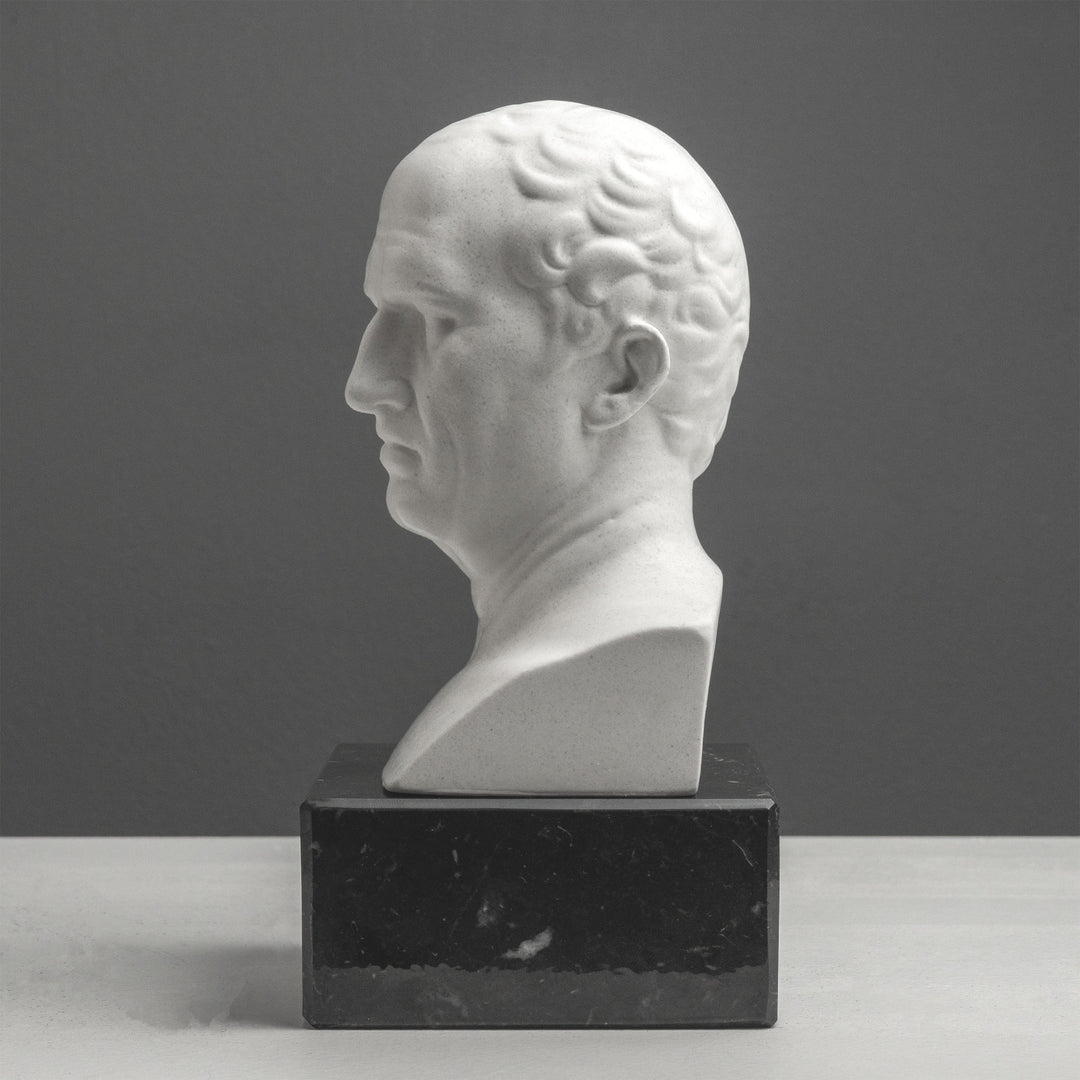 Cicero Büste – Buchstütze mit schwarzem Marmorsockel