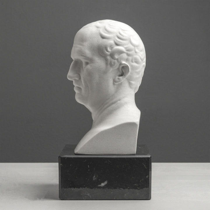 Cicero Büste – Buchstütze mit schwarzem Marmorsockel