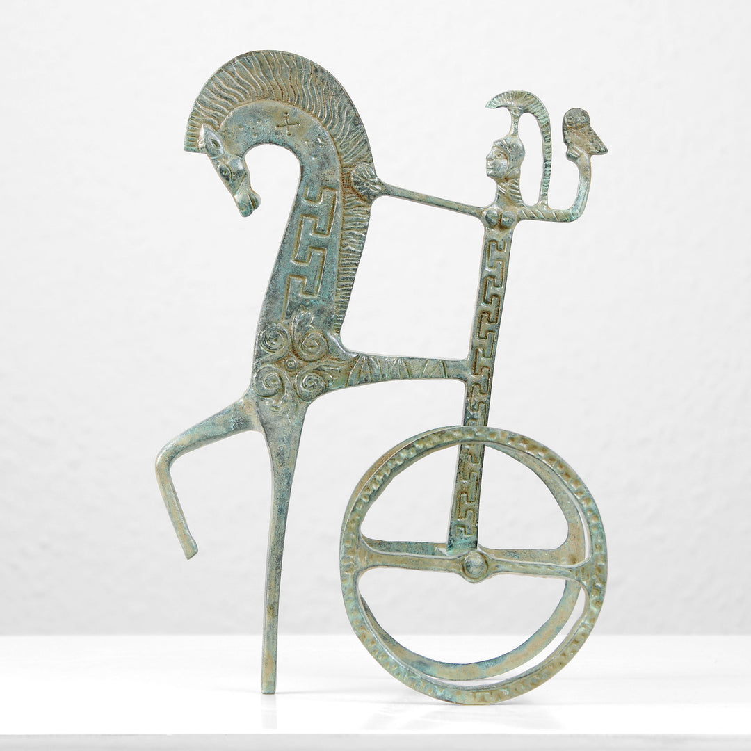 Griechischer Streitwagen mit Pferden – Bronze Skulptur